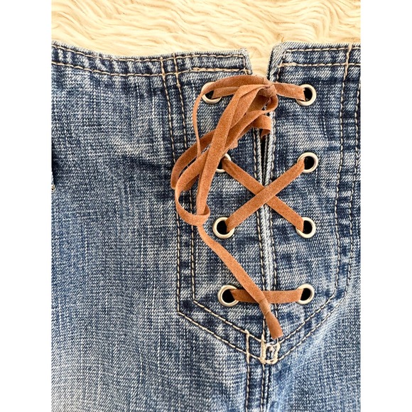 90’s/Y2K No Waistband Lace Up Denim Skirt size 6 - Picture 4 of 8